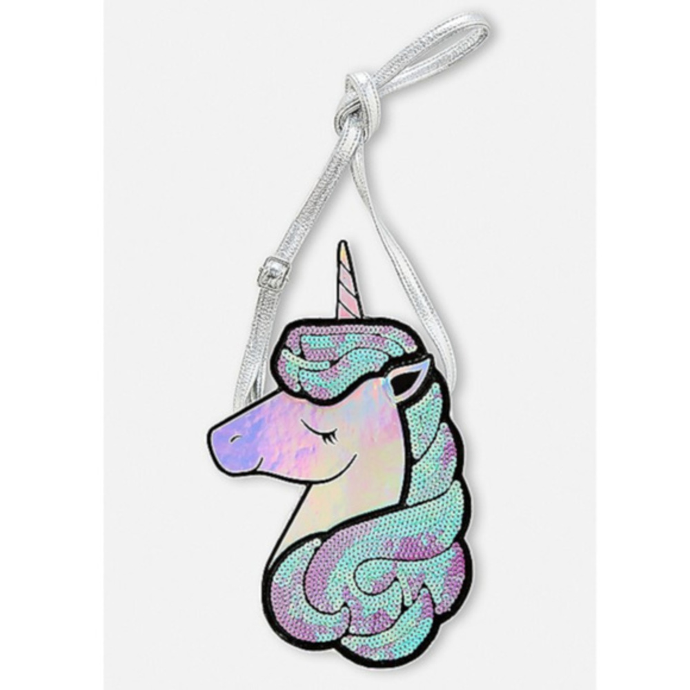 Justice Unicorn Holo Sequin Crossbody Purse Bag